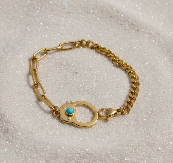 Bracelet Menotte Turquoise – Acier inoxydable