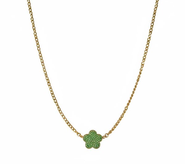 Collier Trèfle Émeraude – Acier inoxydable