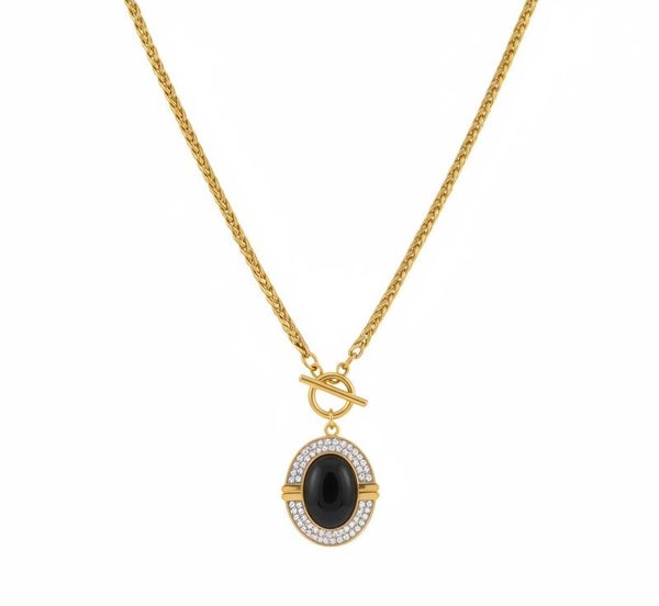 Collier Ovale Strass – Acier inoxydable