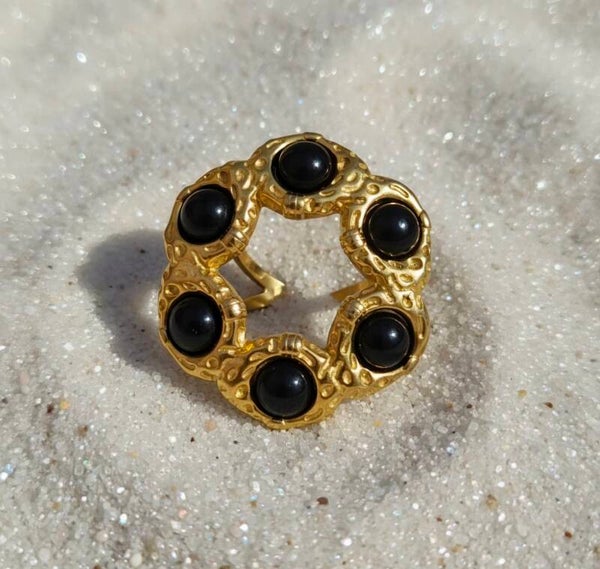 🌸 Bague XXL Fleur Martelée