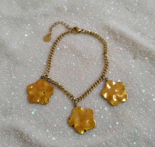 ✨ Bracelet 3 Breloques Trèfle – Doré ou Argenté ✨