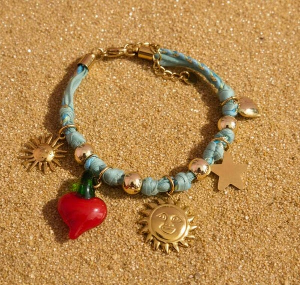 ☀️ Bracelet Tissu Breloques – Collection Printemps ☀️