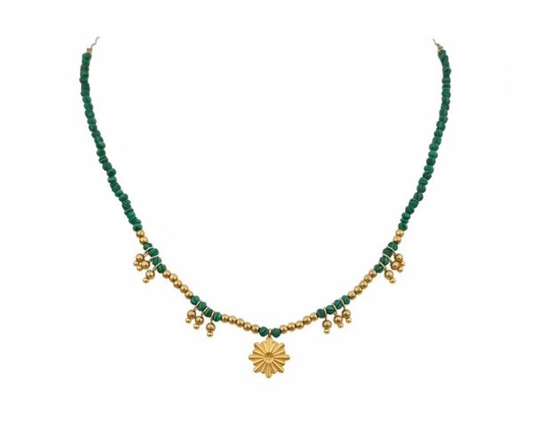 COLLIER Pierres Véritable ( Oeil de tigre , Aventurine verte )