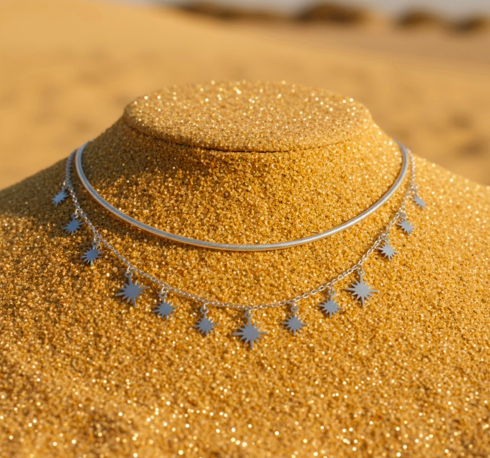 ✨ Collier double rang étoiles polaires – Doré ou argenté ✨