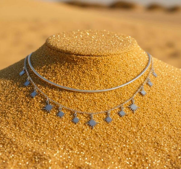 ✨ Collier double rang étoiles polaires – Doré ou argenté ✨