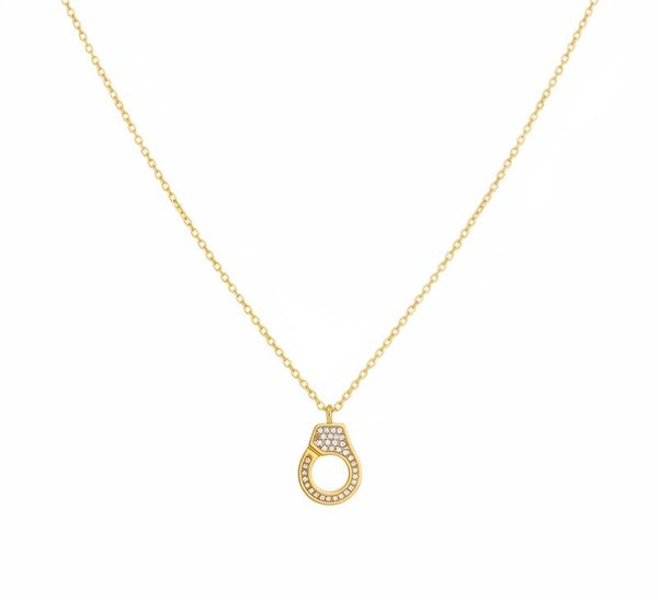 ✨ Collier Menotte – Chaîne dorée & pendentif strass ✨