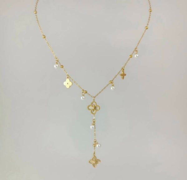 ✨ Collier Lénaëlle – Y Doré & Perles ✨