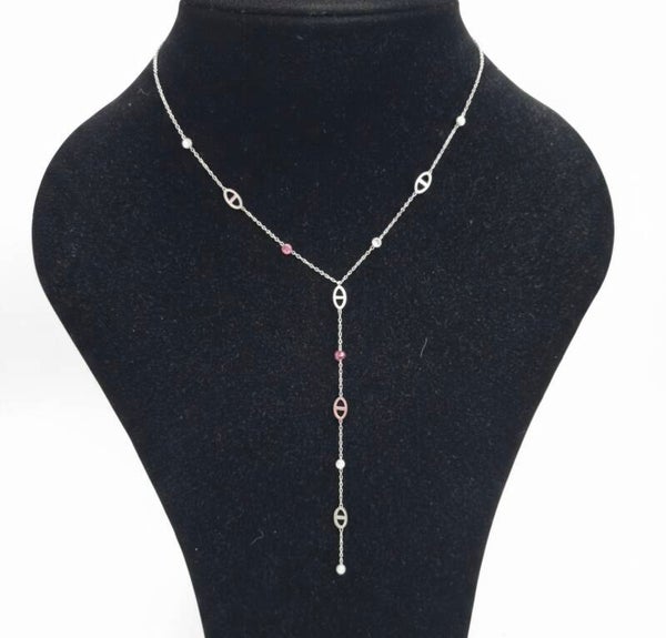 ✨️ Sautoir Leonie✨️ mailles marines _ strass argenté