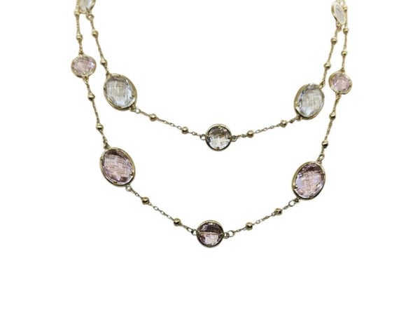 Collier Zircons Blancs & Roses