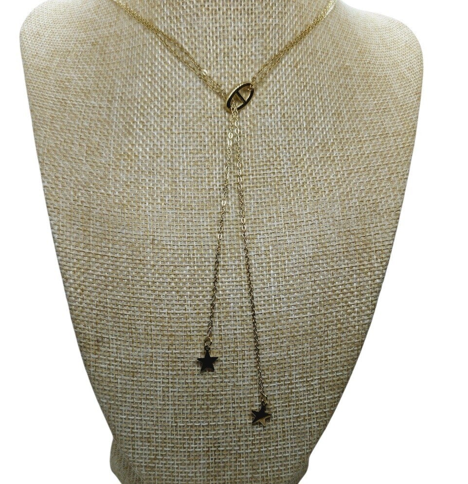 Collier Double Chaîne Étoiles Maille Marine