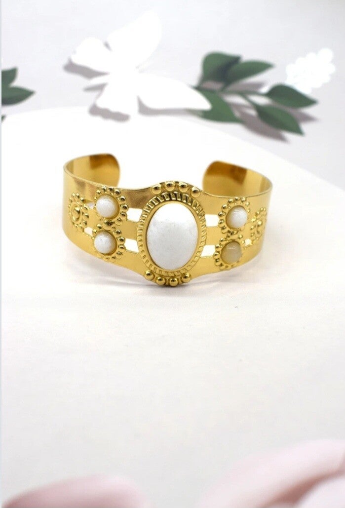 Bracelet Jonc Large – Doré ouvert | Pierres de Couleurs