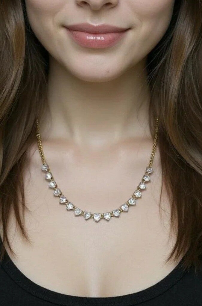 Duo Collier ou Bracelet Doré avec Cœurs en Circons