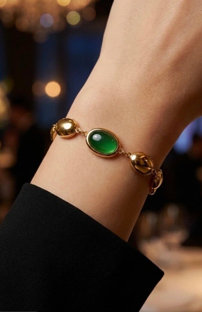 – Bracelet Doré avec grosses pierres colorées