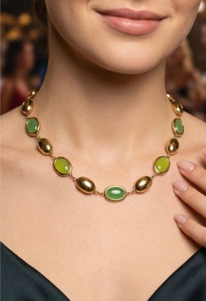 ✨️  Collier Doré avec grosses pierres colorées ✨️