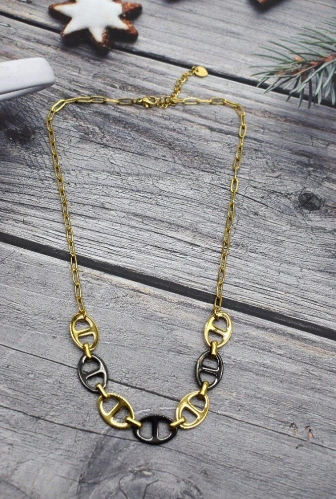 ✨ Jolie Duo – Maille Marine Doré & Noir