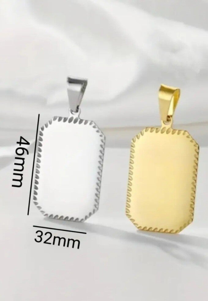 Pendentif rectangulaire a graver en acier