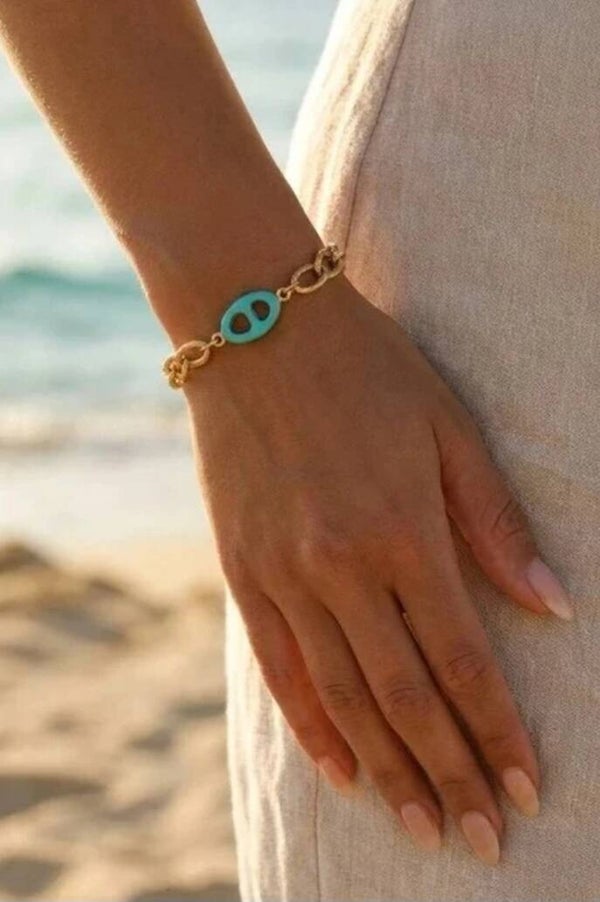 NOUVEAUTÉ ✨ Bracelet chaîne dorée maille marine colorée