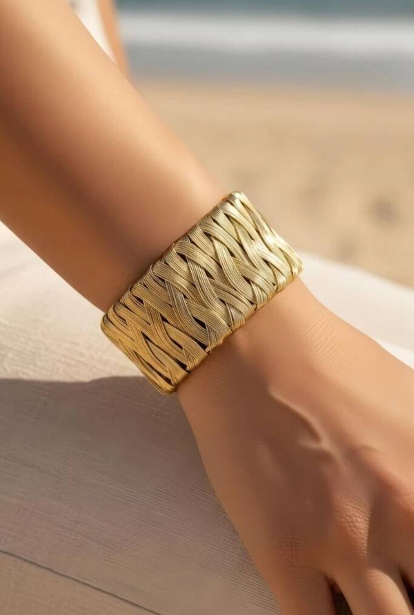 Nouvelle collection printemps – Bracelets joncs ouverts dorés en acier inoxydable, modèles variés