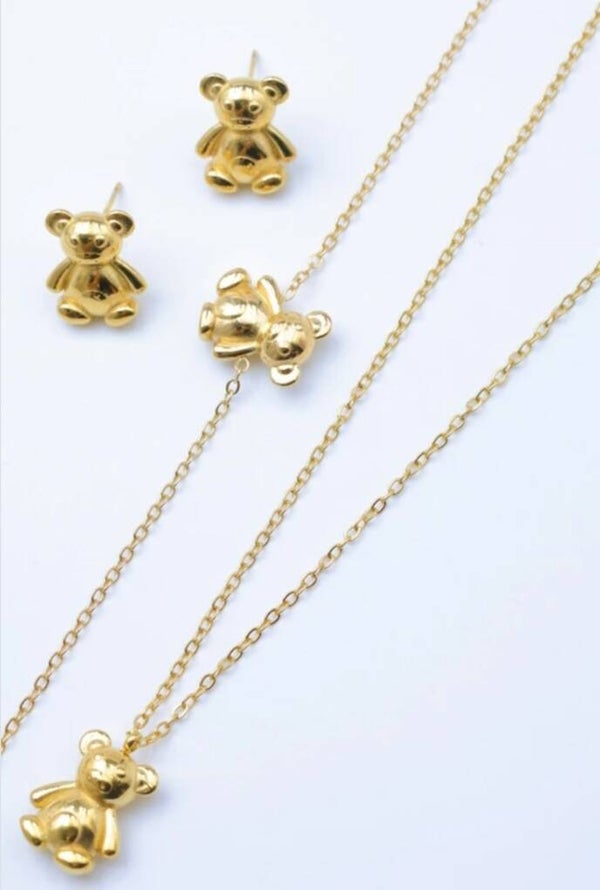 ✨ Parure trois pièces – Collier, bracelet & boucles d’oreilles Oursons ✨