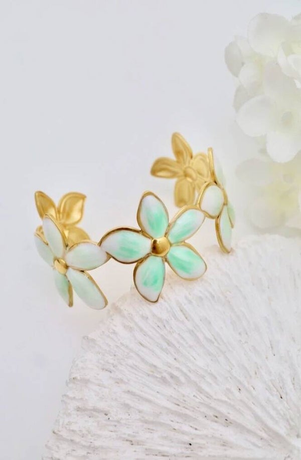 ✨️Bracelet jonc fleur manchette✨️