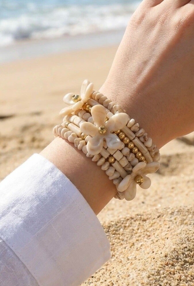 💐 Bracelet Tournant Multiperles & Fleurs – Été Coloré 💐