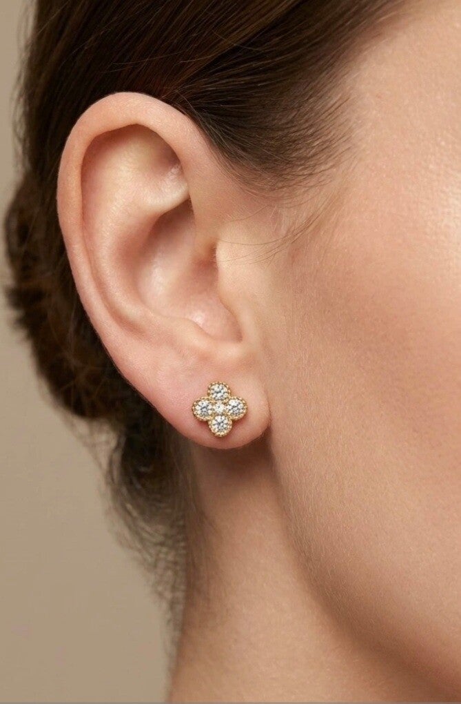 👑 Puces Princesse – Zircons Colorés & Éclat Chic 👑