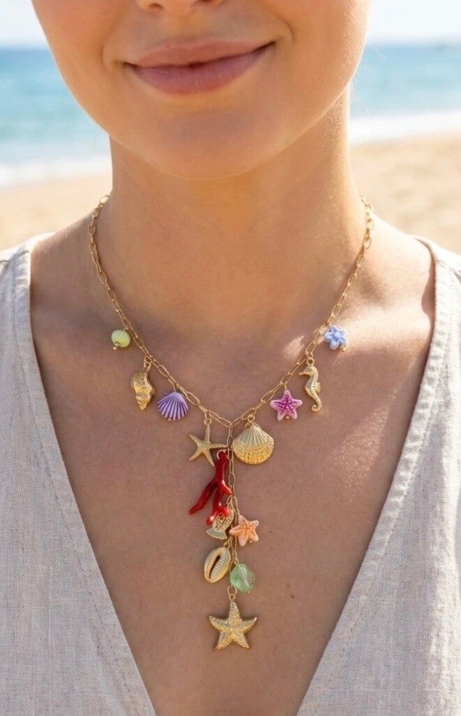 🐚 Collier Rivage – Chaîne Trombone & Breloques Maritimes 🐚
