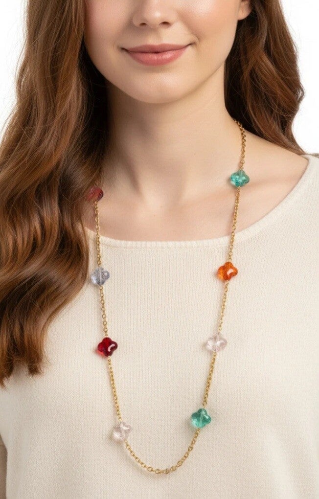 ✨ SAUTOIR LONG TRÈFLES DORÉS ✨