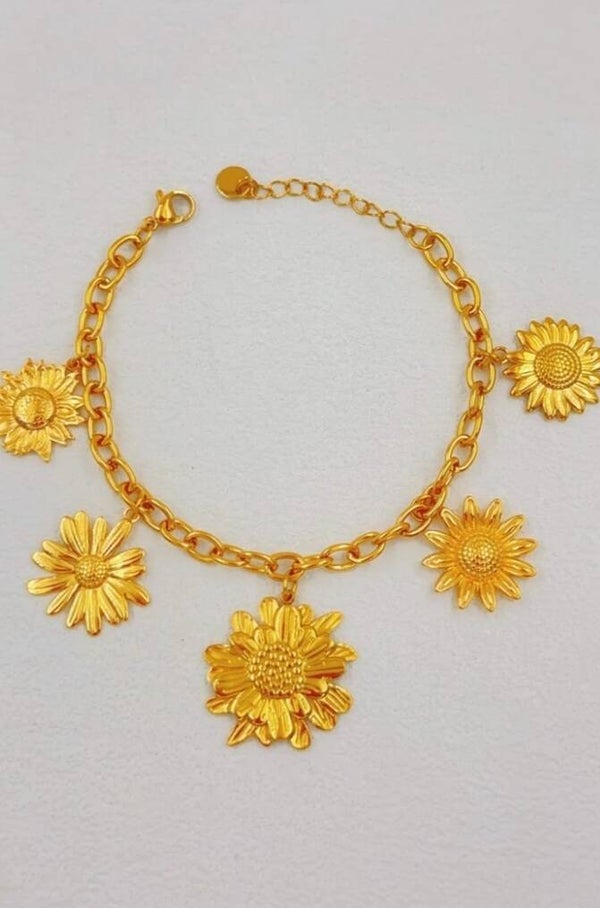 ⭐️ Bracelet breloques Fleur doré✨