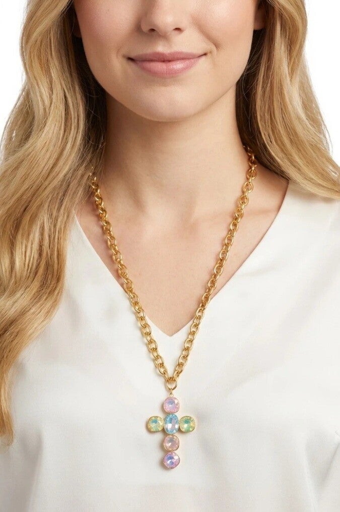 ✨ Superbe collier croix chrétienne – chaîne dorée élégante ✨