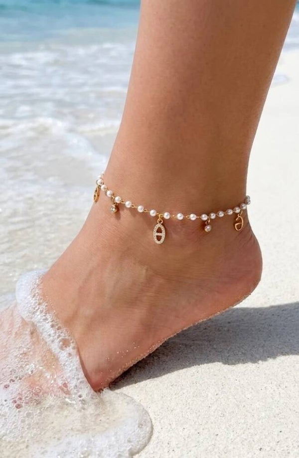 « Chaînes de cheville été ✨ maille marine & étoile polaire »