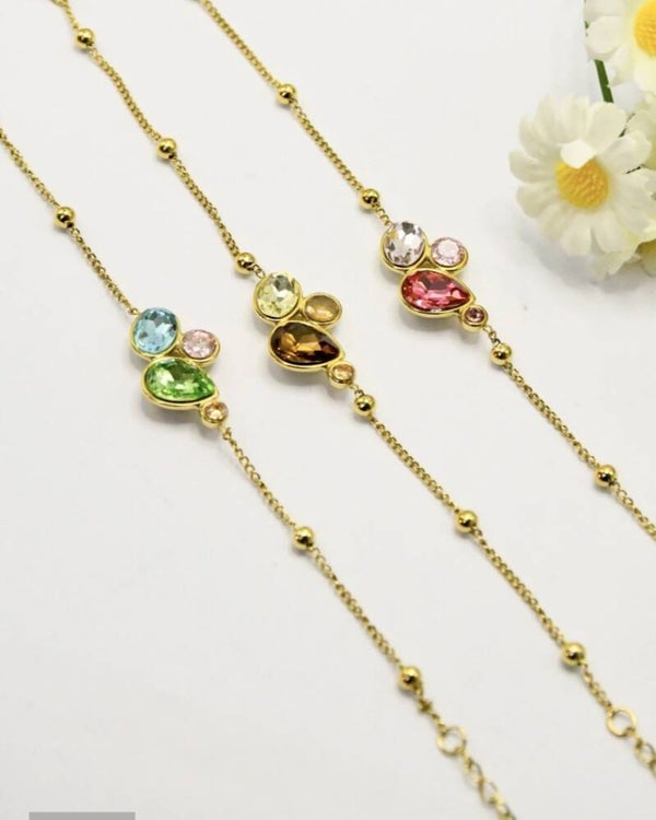 ✨ Bracelet doré 3 gouttes – délicat & coloré ✨