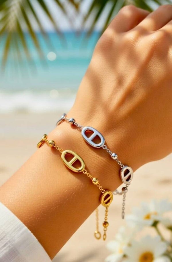 ✨ Bracelet zircons & maille marine – doré ou argenté ajustable