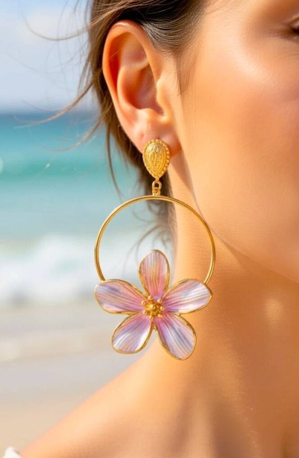 ✨ Boucles d’oreilles XL fleurs pastel ✨