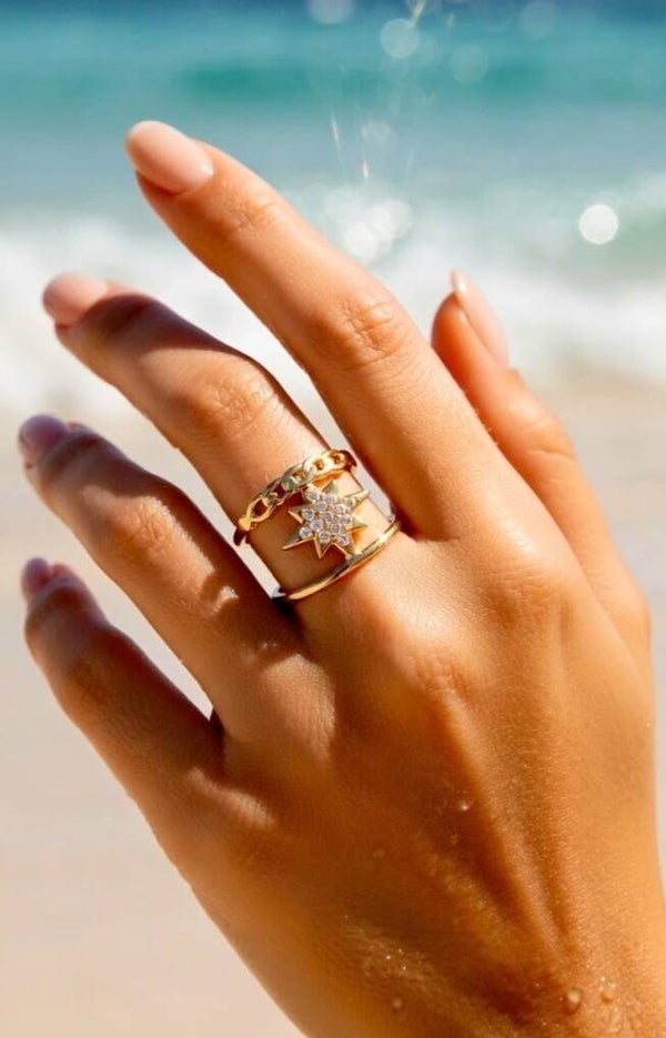 ✨ Collection de bagues ajustables doré & argenté – zircons brillants & motifs tendance