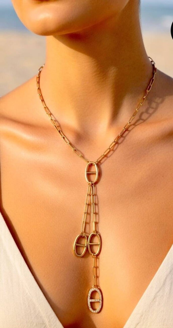 ✨ Collier maillons trombone & mailles marines ✨