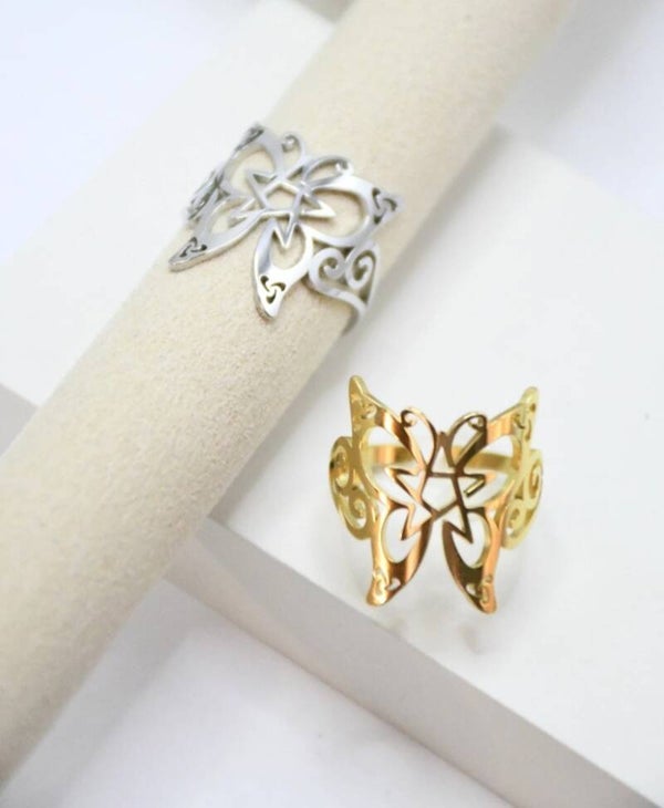 💍 Collection bagues papillon, fleur & argenté ajustables