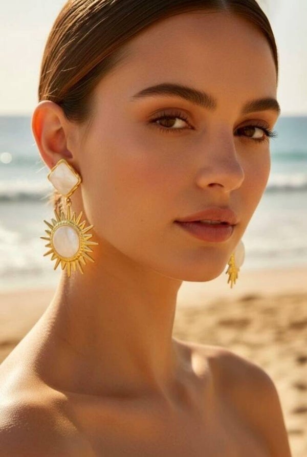 ✨ Boucles d’oreilles pendantes géométriques – soleil pastel ✨
