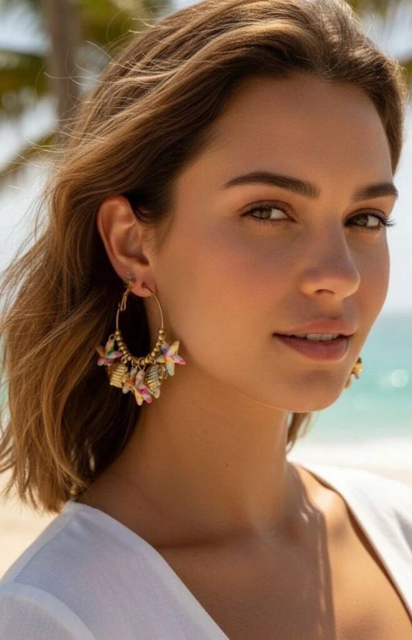 ✨ Boucles d’oreilles créoles XL – thème mer ✨