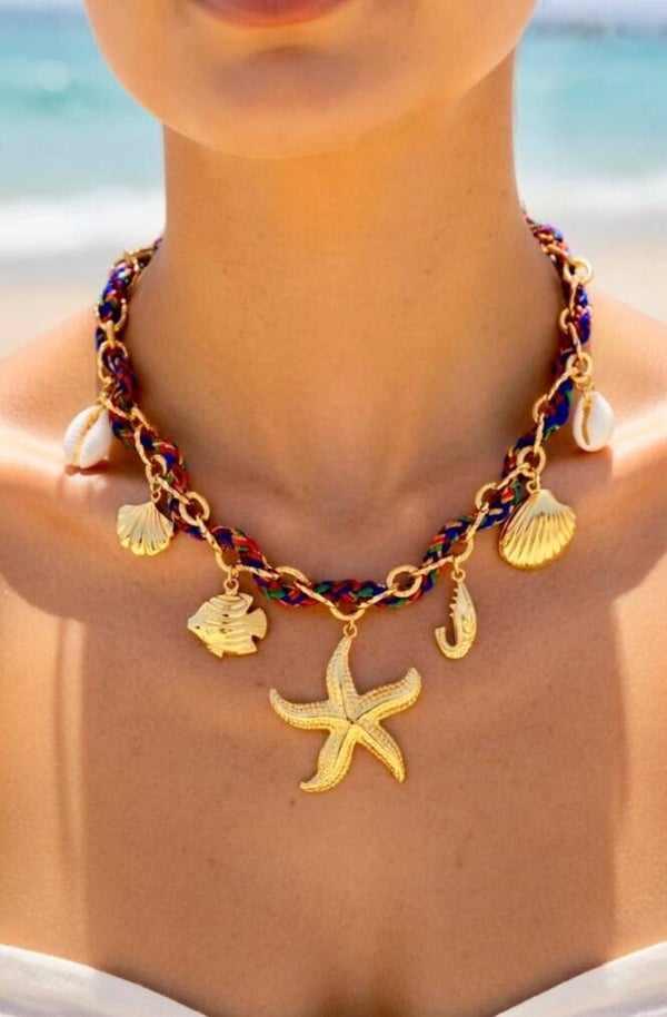✨ Collier cordon torsadé – thème marin ✨