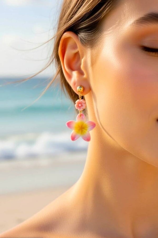 🌺✨ NOUVEAUTÉ – BOUCLES D’OREILLES HIBISCUS TROPICALES ✨🌺