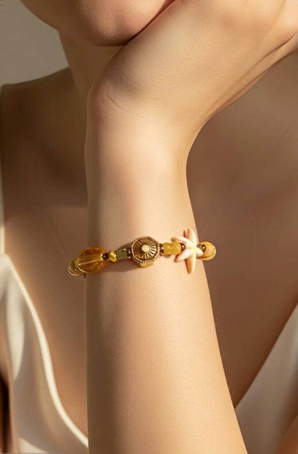 Bracelet Bahia Perles Colorées & Étoiles de Mer ⭐ Acier Inoxydable Ajustable 🌊✨
