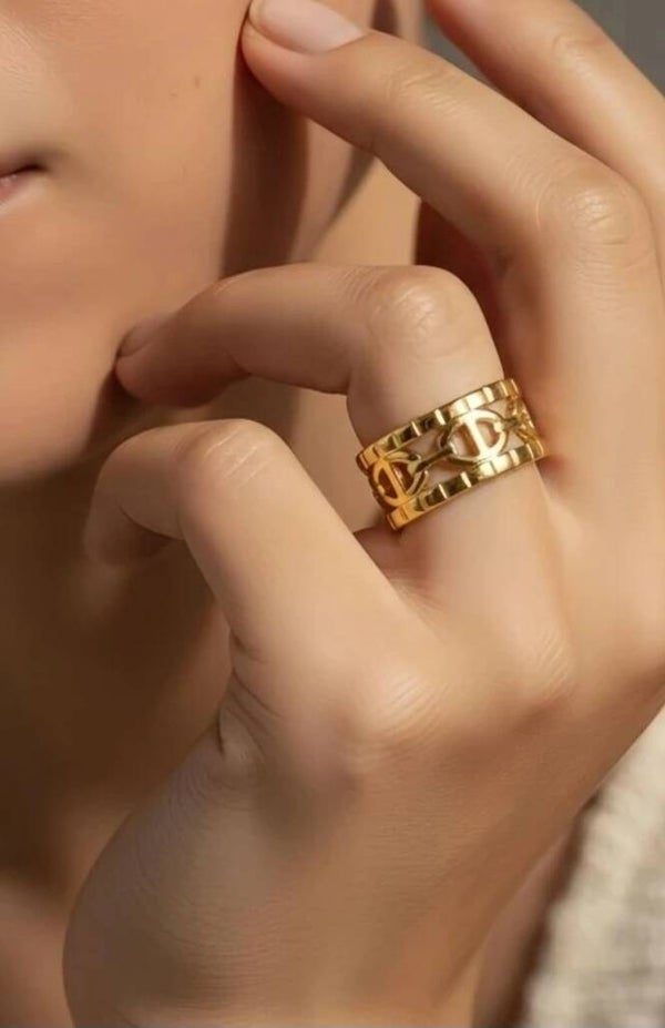 Bague large maille marine dorée ou argentée – acier inoxydable ⚓