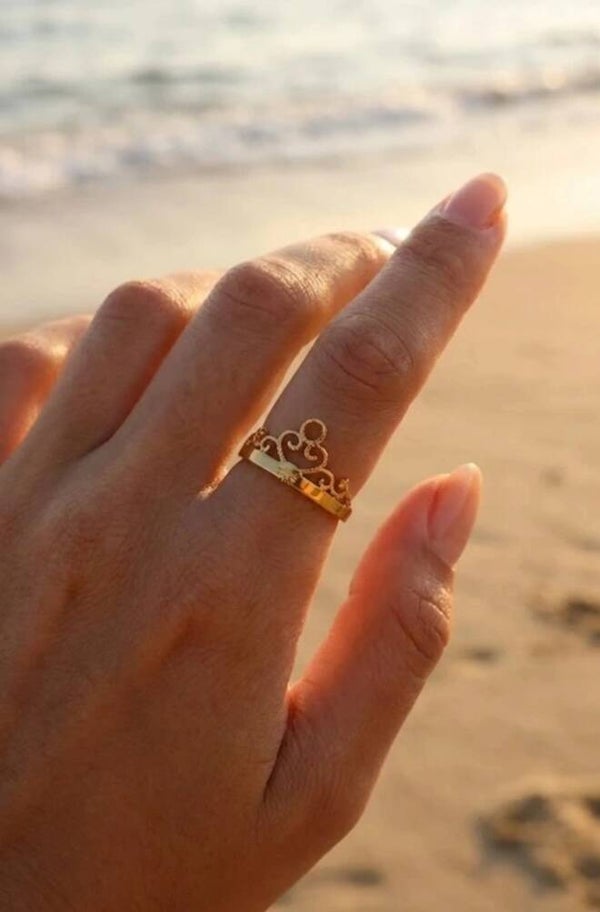 👑 Magnifique bague couronne argentée – réglable 👑