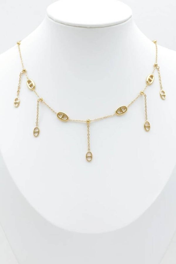 ⚓ Collier chaîne maille marine à chaînettes pendantes – doré ou argenté ⚓