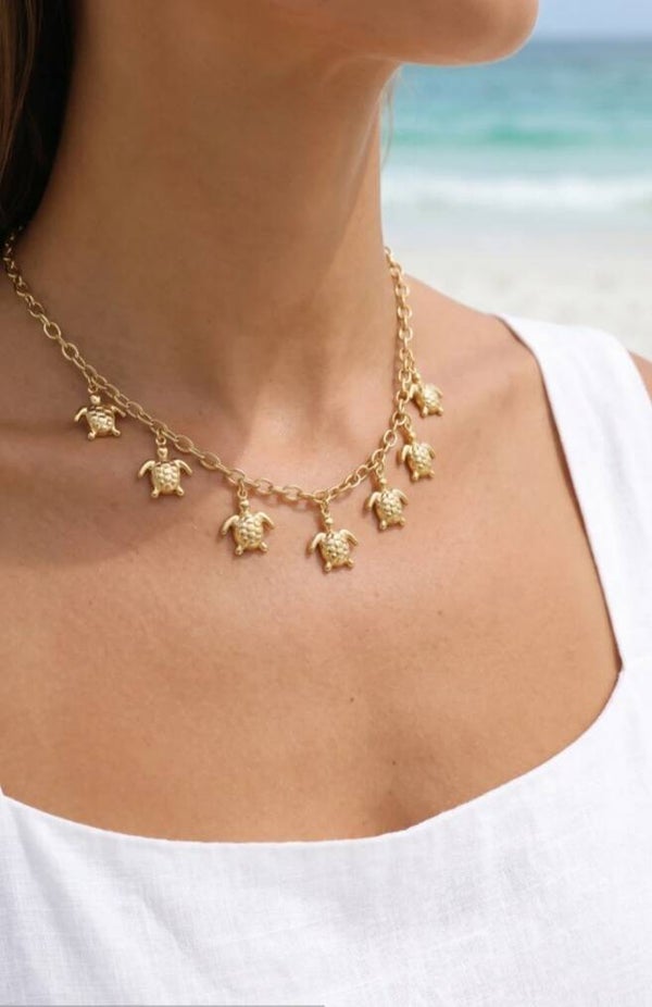 🐢✨ Duo collier & bracelet – Chaîne dorée ou argentée avec breloques tortues ✨🐢