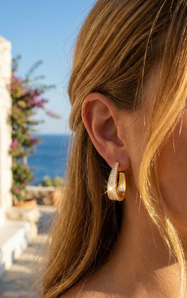 ✨ Boucles d’Oreilles Dorées Strassées ✨