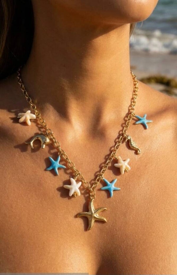 🐚Collier étoile de mer, dauphin 🐬