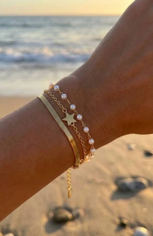 Bracelet triples étoile perles