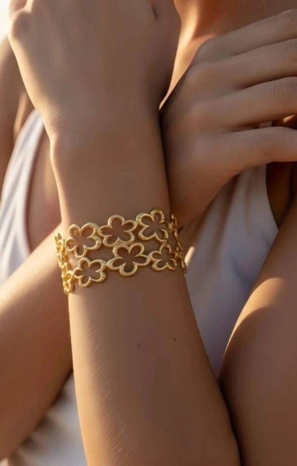 ✨️ Bracelet jonc double fleurs✨️